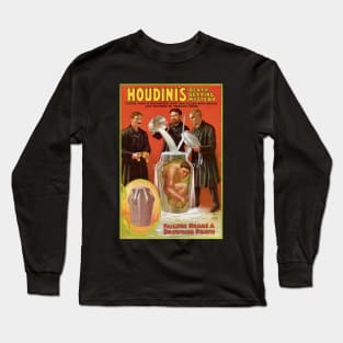 Vintage Magic Poster Art, Harry Houdini Long Sleeve T-Shirt